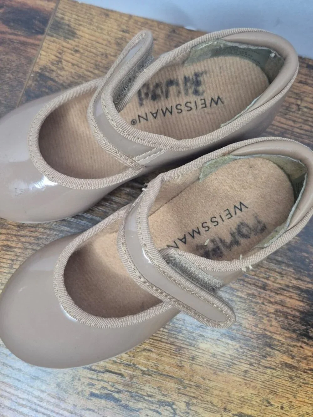 Tap Shoe Weissman Beginner Hook & Loop W2600 Child Girl 7CM Caramel beige brown